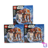 Three LEGO Star Wars AT-AT set 45686 boxes arranged in a triangle on a white background, with a purple and pink logo watermark in the bottom right corner.